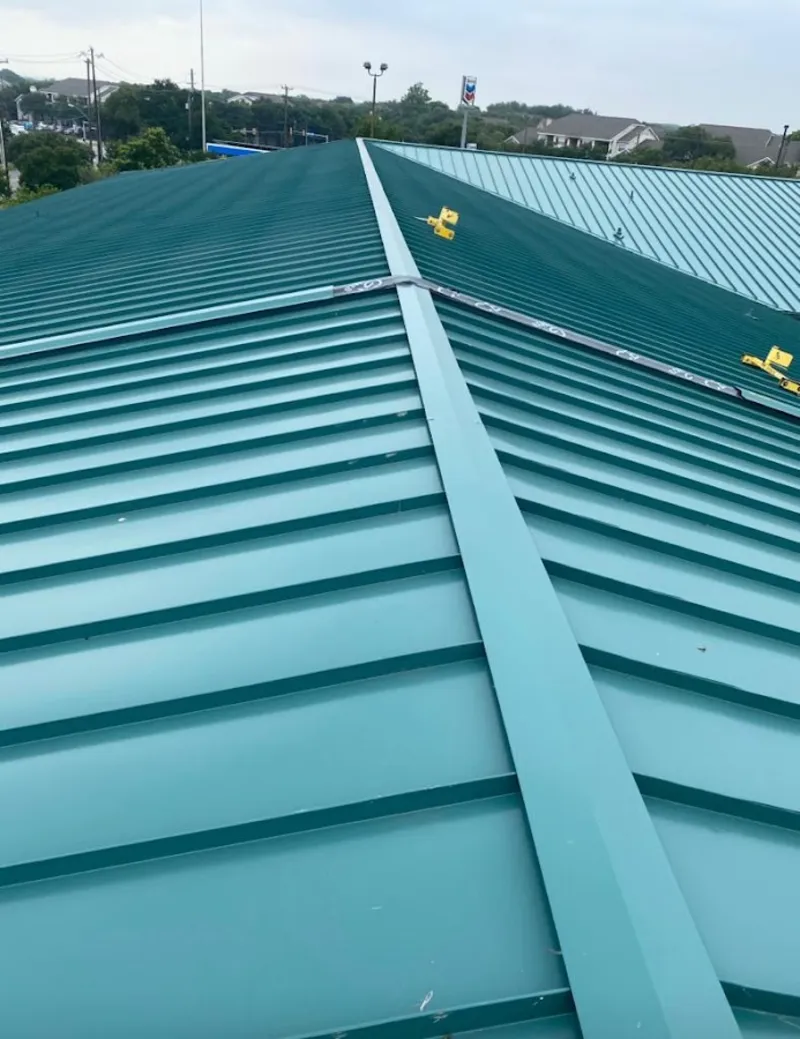 Green commercial metal roof ridge and valley for Metal Roof Repair in Glendora